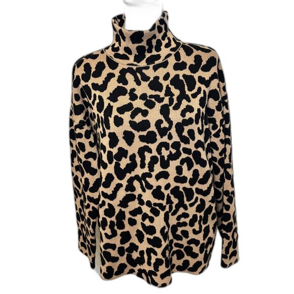 Cherrie Collette Animal Print Turtle Neck Sweater Womens Knit Stylish - Picture 2 of 6